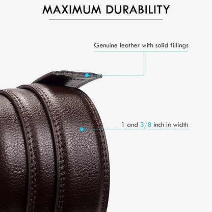 BOSTANTEN Ratchet Leather Belt For Men 2 Pack Dress and Casual with Adjustable Buckle, Trim to Fit
