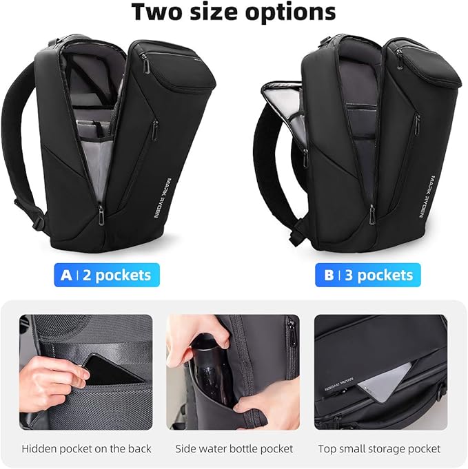 Muzee Business Backpack,Waterproof bag for Travel Flight Fits 17.3Inch Laptop With USB Charging Plug