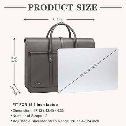 MOSISO Laptop Bag for Women, 15-15.6 inch PU Leather Laptop Shoulder Bags Convertible Backpack, 16 inch Messenger Bags Casual Handbag Work Briefcase Travel Computer Bag with Bowknot, Gray