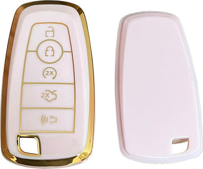 Keyless Entry Remote for Ford Key Fob Cover Protective Shell Fits for Ford Edge Escape Expedition Explorer Fusion Mustang Ranger F-150 F-250 (5-Button-Pink)