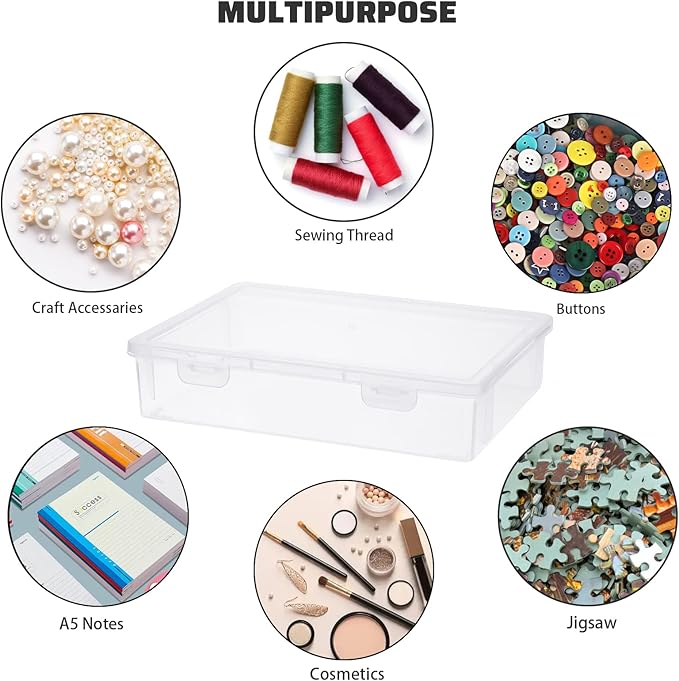 BTSKY Clear Plastic Storage Box with Flap Lid, Multipurpose Craft Organizers and Storage Box Art Supply Storage Organizer Plastic Sewing Box for Beads Pencils Notebooks, 6 Pack Small