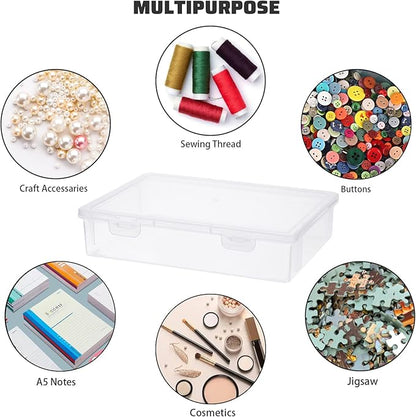 BTSKY Clear Plastic Storage Box with Flap Lid, Multipurpose Craft Organizers and Storage Box Art Supply Storage Organizer Plastic Sewing Box for Beads Pencils Notebooks, 6 Pack Small