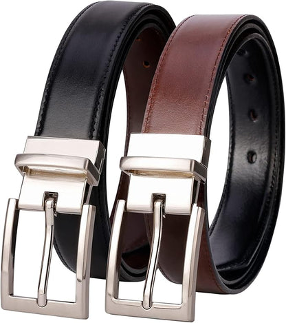 Lavemi Mens Belt Reversible 100% Italian Leather Dress Casual,One Reverse for 2 Colors,Trim to Fit