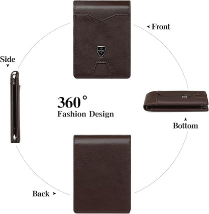 Mens for Wallet Leather Bifold Credit Card Holder, RFID Blocking Front Pockets Minimalist Men Wallets
