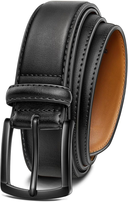 BULLIANT Men Belt-Leather Belt 7 Holes Comfortable for Men Dress Casual Jeans 1 3/8"