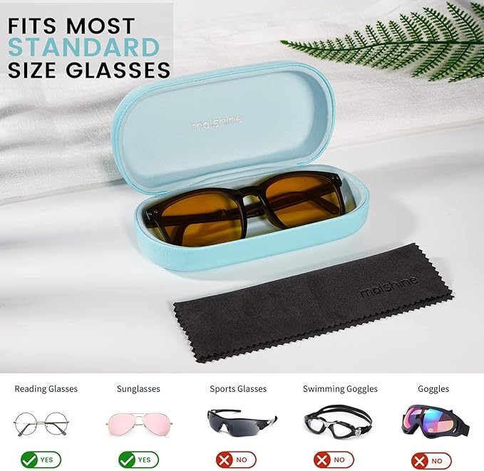 molshine Hard Shell Leather Sunglasses Case,Classic Large Glasses Case for Women Men,Sunglass Eyeglasses