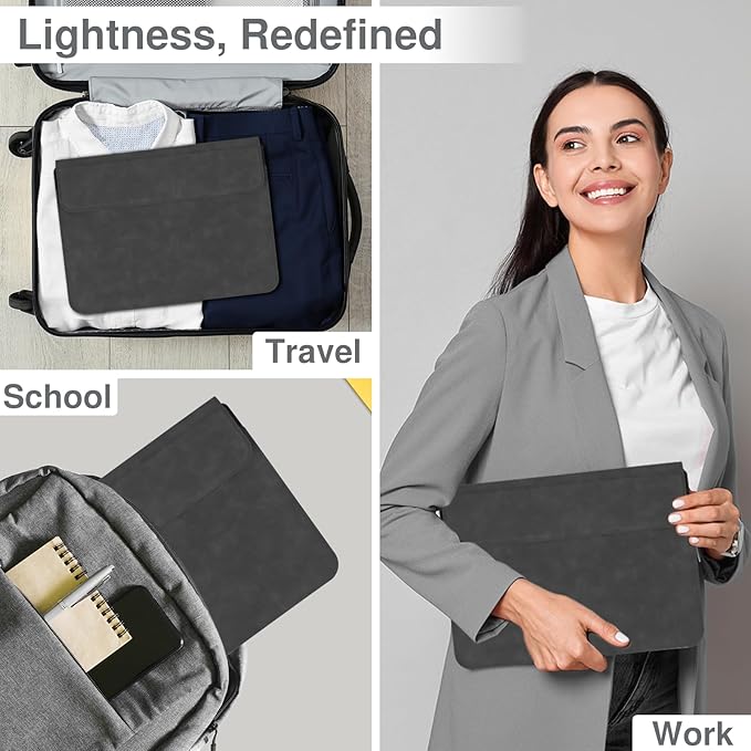 Allinside 13-14 Inch Laptop Sleeve Case for MacBook Pro 14" 2021-2026/MacBook Air 13" 2010-2017/MacBook Pro 13" 2010-2015, Waterproof Matte PU Leather Sleeve Cover with Stand & Accessory Pouch, Black