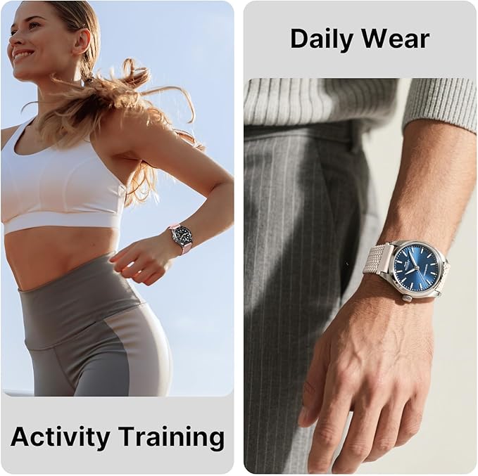 Fullmosa Magnetic Braided Watch Bands - 18mm 20mm 22mm Quick Release Watch Strap, Stretchy Nylon Solo Loop Compatible with Garmin Samsung Galaxy Amazfit for Men Women(18mm, Starlight+Pink)