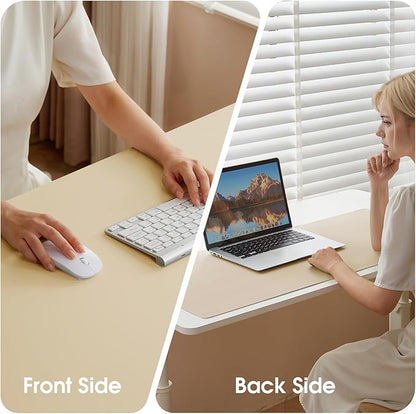 Leather Desk Pad Protector 31.5x15.7inch Vanity Mat Non-Slip Large Gaming Mouse Pad Waterproof Desk Writing Pad Desk Blotter Laptop and Keyboard Mat for Office and Home(Apricot)
