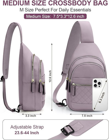 Capolo Sling Bag for Women Men Waterproof Crossbody Bags for Women Trendy Casual Fanny Pack with Convertible Shoulder Strap Chest Bag for Travel Hiking(Purple, Medium)