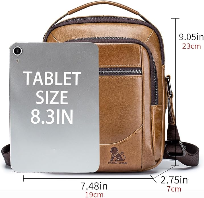 Premium Leather Men's Crossbody -Organized Storage & Durable,Stylish for Daily Carry