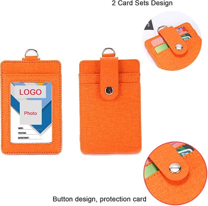 AMUU Orange Cruise Lanyards with PU Leather Vertical ID Badges Holder and Black Retractable Badge Reel,for Office,id Badges,Keys,Kid, Women,Men,USB Pack of 1