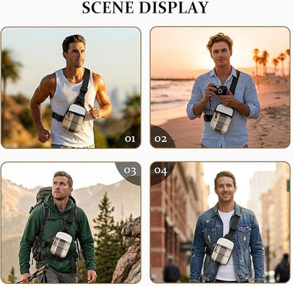 Mini Crossbody Sling Bag, PU Leather Chest Bag with Checkered Pattern, Dual Pocket Water Resistant Fanny Pack, Running Phone Holder for Men Women Workout Travelling(Scottish Tartan)