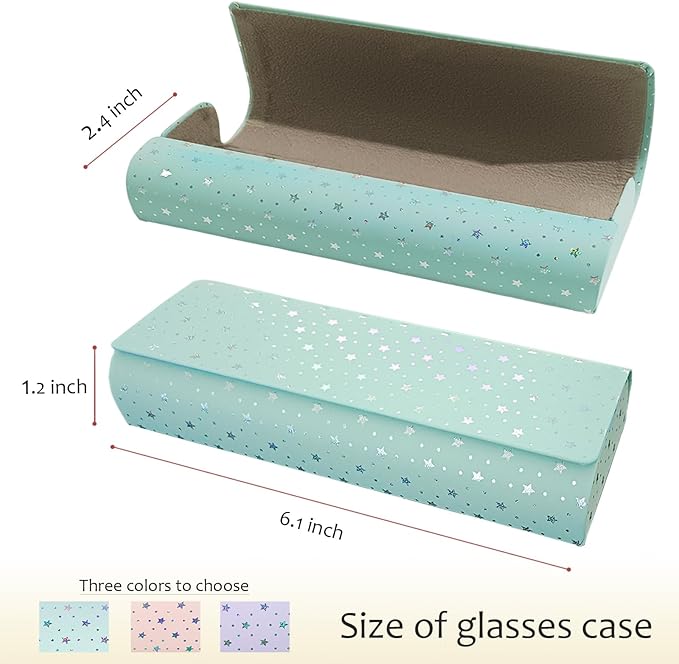 HSYMQ 3PCS Glasses Case, Eyeglasses Case Hard Shell, Reading Hard Glasses Cases for Women Men