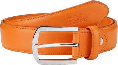 Falari Men Genuine Leather Casual Dress Belt With Single Prong Buckle, Classic Style Belt