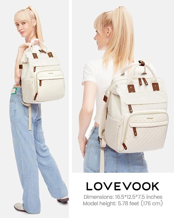 LOVEVOOK Laptop Backpack for Women, 15.6'' Waterproof Nurse Bag Teacher Work Backpack Purse for Women, Travel Computer Backpack for College Office Business Ladies