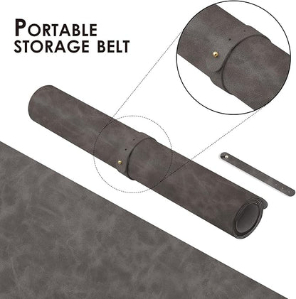 Distressed Leather Desk Mat - Non-Slip PU Desk Pad for Office and Home - Desk Organization and Accessories - Ideal for Large Mouse Pad and Desk Mats on Top of Desks(Slate Gray,36"x 17")