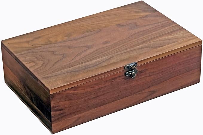 Walnut Wood Storage Box – Handcrafted Organizer for Jewelry, Watches, Keepsakes– 11"x7"x3.1" Multipurpose Storage Box