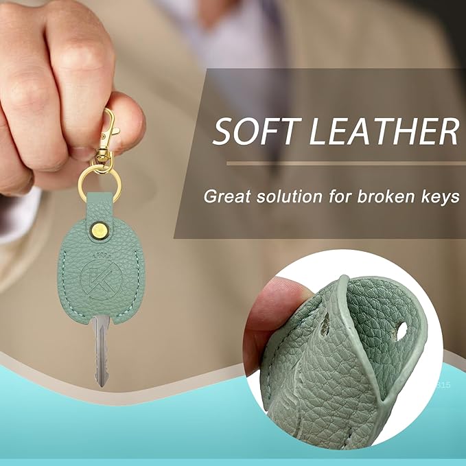 Leather Key Sleeve for Broken Key, Car Key Cover, Key Loop Replacment, Key Fod Protector Keychain for Women/Men