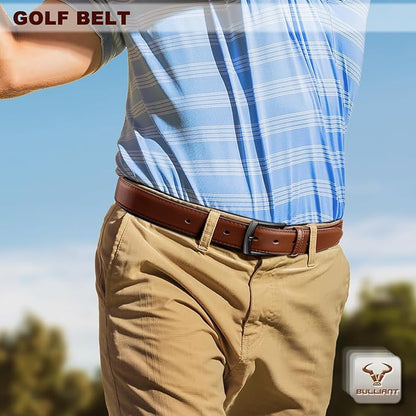BULLIANT Men Belt 2Pack-Leather Belt 7Holes Comfortable For Men's Dress Casual Jeans 1 3/8"