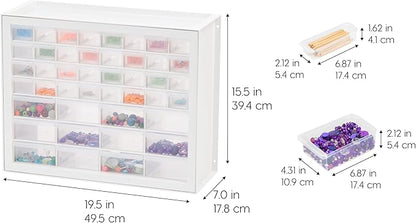 IRIS USA Small Parts Storage Cabinet, Made in USA, 44-Drawer Organizer for Screws, Nuts, Bolts, Electronics, Hardware, Beads, Crafts, Stackable Garage Storage, Teacher Toolbox, Scrapbook Art – White