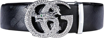 Dubulle Designer Mens Belts, Sliding Automatic Buckle Ratchet Dress Belt TOP Genuine Leather Strap Gifts