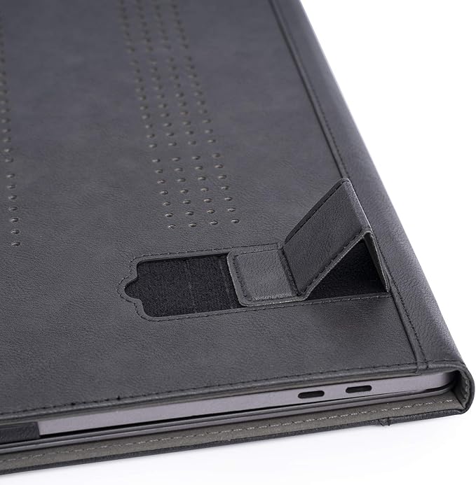 TYTX Laptop Case for MacBook Pro 16 Inch Leather Case 2021-2026 M5 A3428 A3429 M4 A3403 A3186 M3 A2991 M2 A2780 M1 A2485 Protective Folio Book Cover with Vents and Stand Function, Black