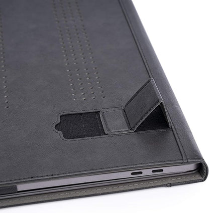 TYTX Laptop Case for MacBook Pro 16 Inch Leather Case 2021-2026 M5 A3428 A3429 M4 A3403 A3186 M3 A2991 M2 A2780 M1 A2485 Protective Folio Book Cover with Vents and Stand Function, Black