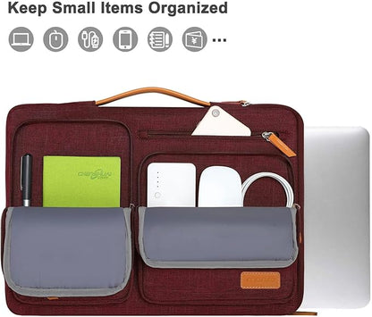 MOSISO 360 Protective Laptop Case 14 inch, 14 inch Laptop Sleeve Compatible with HP Lenovo Dell ASUS Acer, HP, Dell Latitude, Lenovo, Side Open Carrying Case with 4 Zipper Pockets&Handle, Wine Red