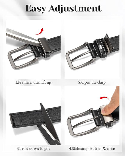 maikun Mens Belts Leather, Designer Casual Dress Belt Men with Adjustable Buckle for Jeans Office Gift for Men