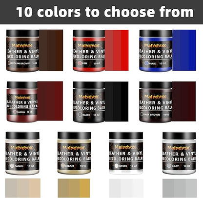 Malydyox Leather Recoloring Balm, 10 oz Leather Color Restorer Conditioner, Leather Color Repair Patch, Leather Restorer for Couches, Leather Color Repair Kits for Furniture, Sofa (Medium Brown)