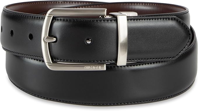 Tommy Hilfiger Men's Reversible Leather Belt, 2‑in‑1 Design for Dress Or Casual Wear