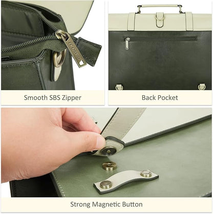 ECOSUSI Laptop Bag for Women Vegan Leather Messenger Bag Fashion Briefcase Computer Satchel Bag