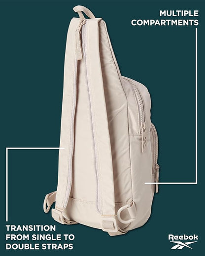 Reebok Unisex Crossbody Sling Bags – Compact Convertible Strap Cross Body Bag Travel Sling Bag - Gym & Travel Essential, Cosmos Stucco