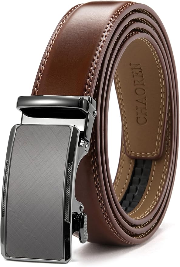 CHAOREN Mens Dress Belt - Mens Ratchet Belt Leather for Dress Pant - Micro Adjustable Belts Fit Everywhere