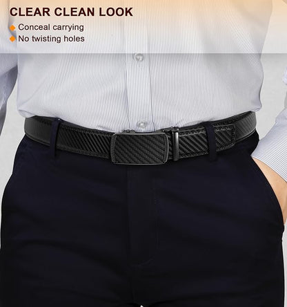 BULLIANT Men Belts 2 Pack,Ratchet Sliding Belt Adjustable For Gift Mens Dress Casual 1 3/8",Cut for Fit