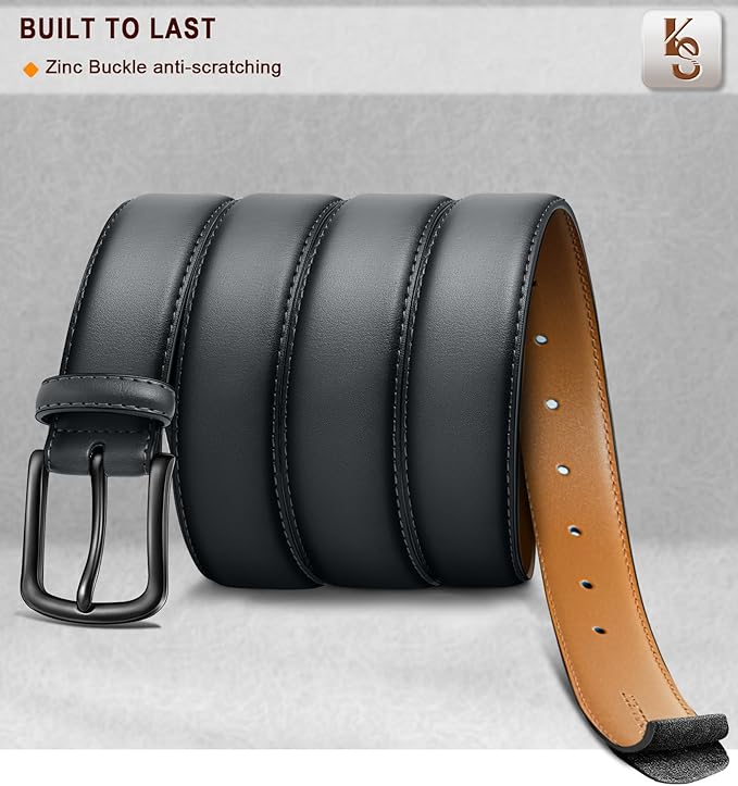 KEMISANT Men Belt-Genuine Leather Belt for Men Dress Casual Golf Jeans 1 3/8"