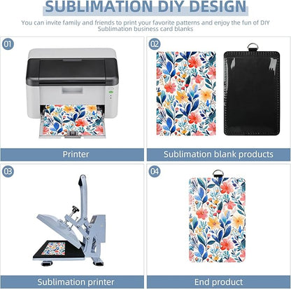 6 Pack Sublimation Blank PU Leather ID Card Badge Holder Heat Transfer Name Tags for Office