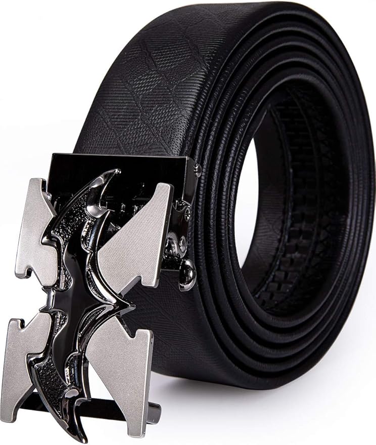 Dubulle Designer Ratchet Belt for Men Leather Fashion Adjustable Automatic Buckle Sliding Removable Dress Casual
