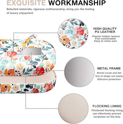 molshine Hard Shell Leather Sunglasses Case,Classic Large Glasses Case for Women Men,Sunglass Eyeglasses