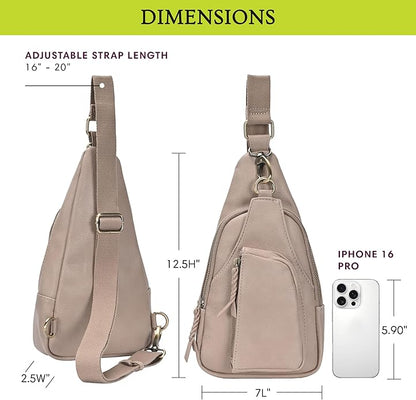 MMS Brands Antik Kraft Tasha Crossbody Sling | Vegan Leather Crossbody Bag for Women with 16-20" Strap | Sling Bags for Women