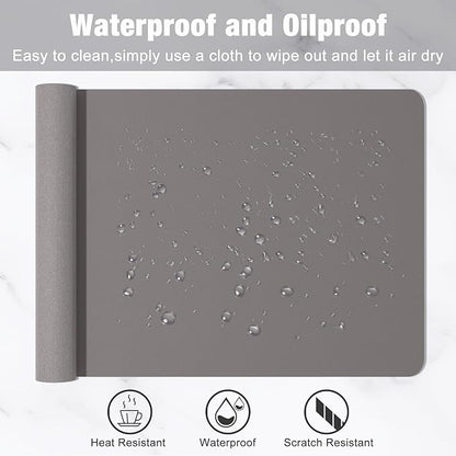 Hsurbtra Desk Pad, 30" x 14" PU Leather Desk Mat, XL Extended Mouse Pad, Waterproof Desktop Blotter Protector, Non-Slip Ultra Thin Large Laptop Keyboard Writing Mat for Office Home, Light Gray