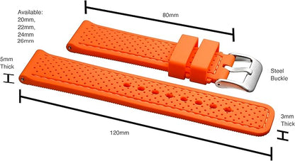 ALPINE Sporty Premium Soft Silicone Adjustable Watch Band - Replacement Rubber Watch Bands for Women & Men - Waterproof Quick Release Watch Straps - Compatible with Regular & Smart Watch Bands