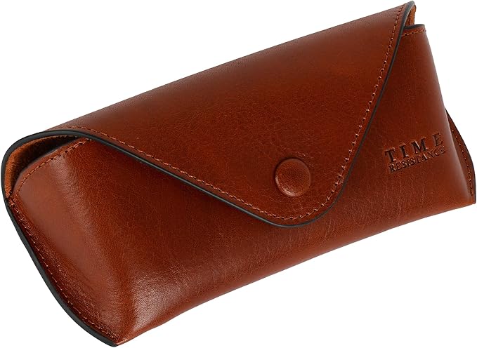 Time Resistance Leather Glasses Case - Hard Shell Leather Eyewear Holder – Sunglasses Case Handmade in Italy