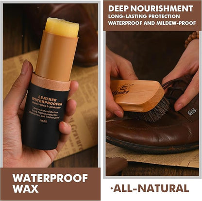 CUTEUP Leather Boot Care Kit – Mink Oil, Saddle Soap, Waterproofing Wax, Shoe Brush, Leather Cleaner and Conditioner Kit