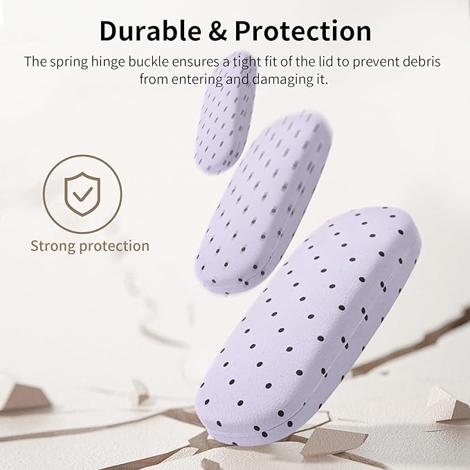Glasses Case Hard, Cute Sunglasses Case for Women Leather Protective Case for Eyeglass with Cleaning Cloth