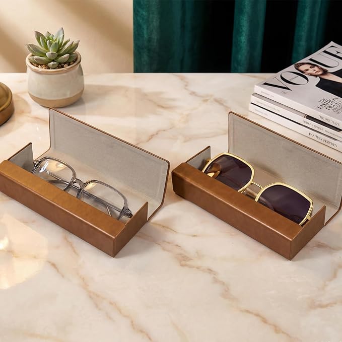 Glasses Case hard shell,3-in-1 Sunglasses Case & Eyeglass Case with Cleaning Cloth & Storage Pouch