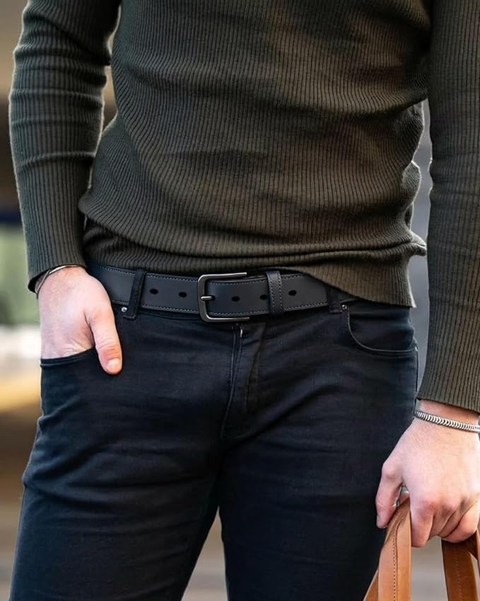 CHAOREN Mens Belts Leather - 35mm Genuine Leather Belt for Jeans - Men Gift for Casual Dress