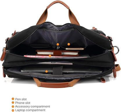 CoolBELL Convertible Backpack Messenger Shoulder Bag Laptop Case Handbag Business Briefcase Multi-Functional Travel Rucksack Fits 15.6 Inch Laptop for Men/Women (Black)