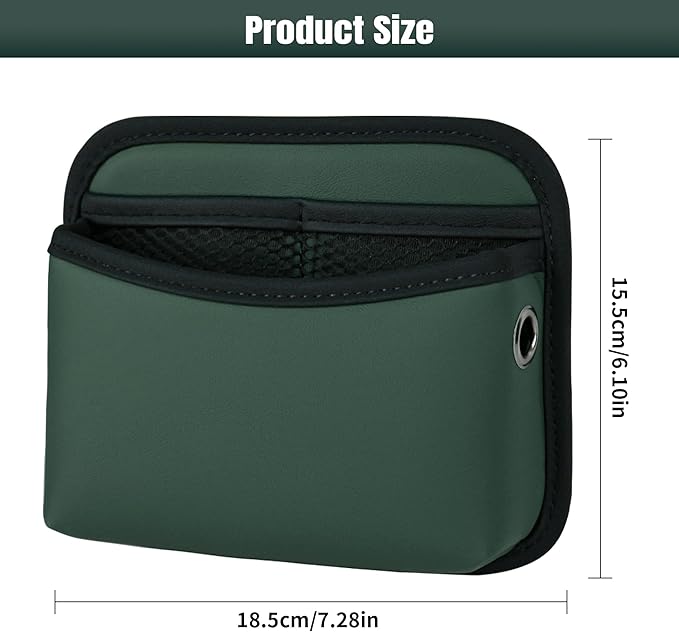 JEYODA Car Seat Side Storage Pocket, Small Organizer,PU Leather Multifunctional Console Side Organizer Bag for Phone, keys, sunglass,wallet,ect (Green)